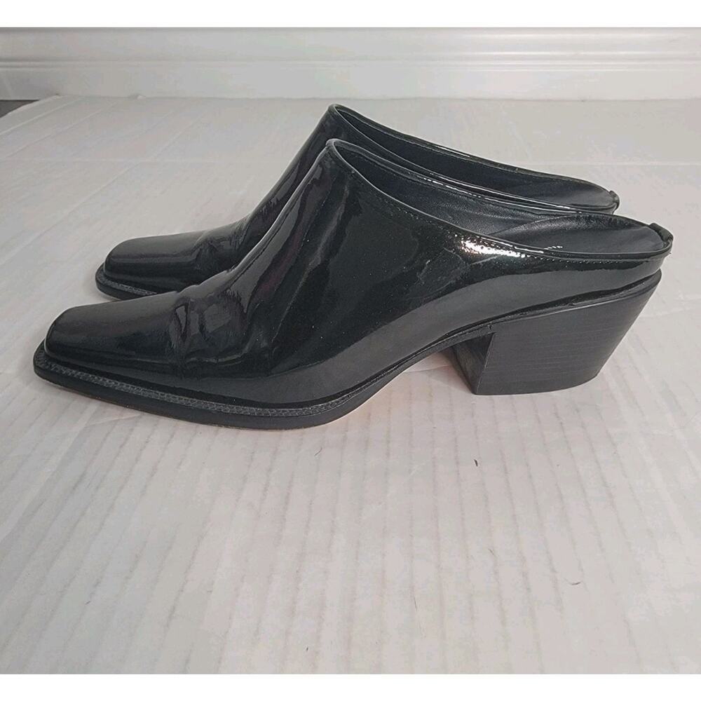 Charlie 1 Horse Lucchese BlackPatent Leather Slip On Mule Clog Western Size 6 B